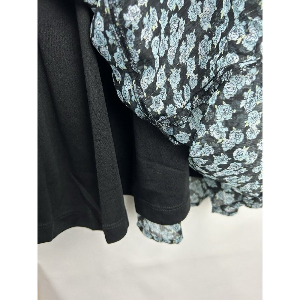 Torrid 2X Mini Lurex Chiffon Tiered Dress Floral Green Long Sleeve Pockets NWT - Picture 14 of 16